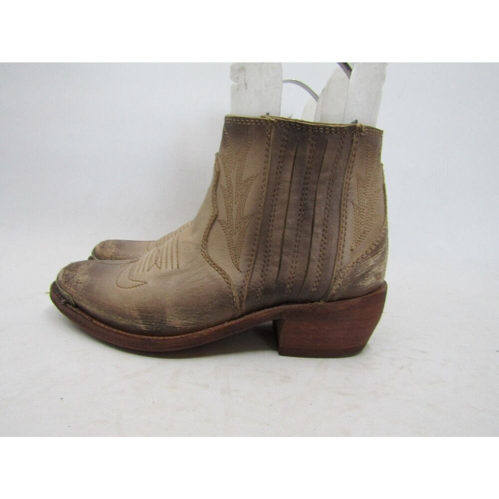 Liberty Black Womens Sz 7 M Brown Leather Zip Ankle Fashion Cowboy Boots Bootie
